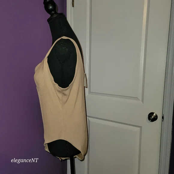 H & M Tan Sleeveless Bodysuit Plunging Neckline  Sz: XL NWT - Picture 6 of 8